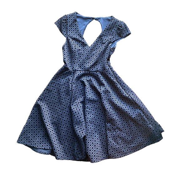 Altard State A-Line Navy Dress with Velvet Diamond Shapes Size Small - Picture 3 of 7